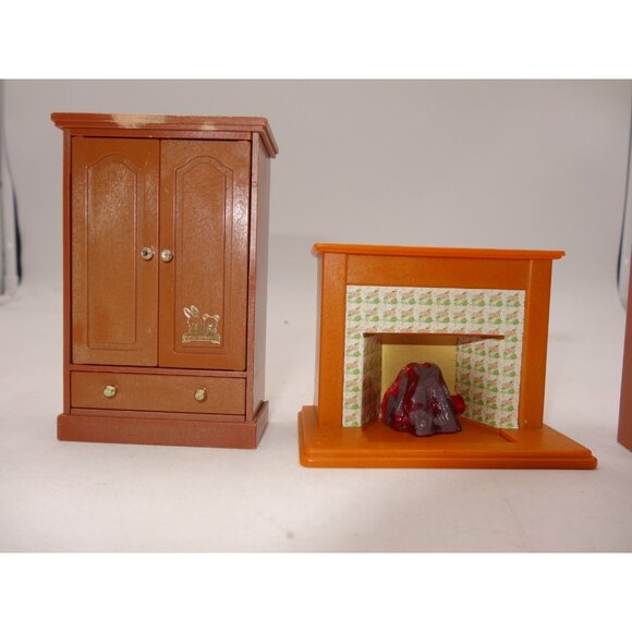 Loving Family Fisher Price Dollhouse Bookcase Corner Shelf Fireplace and Armoire - Picture 4 of 14